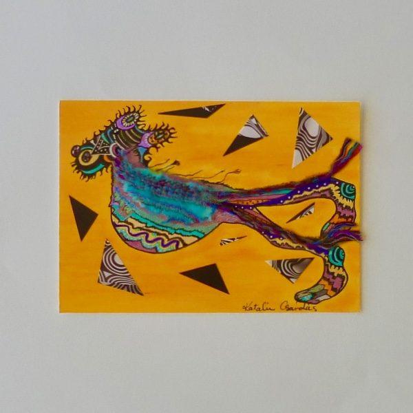 Flying Happy Dragon Postcard - KatCdesign